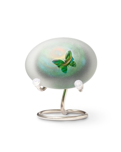 Frosted pebble ovaal multi green vlinder