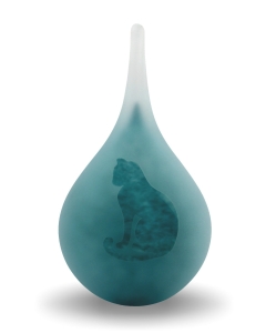 Frosted druppel medium turquoise Kat zittend