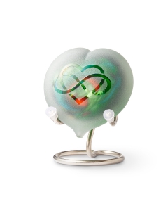 Frosted pebble heart multi green infinity